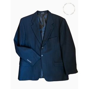 Oscar de La Renta Men Wool and Cashmere Classic Black Blazer Suit Jacket 44R